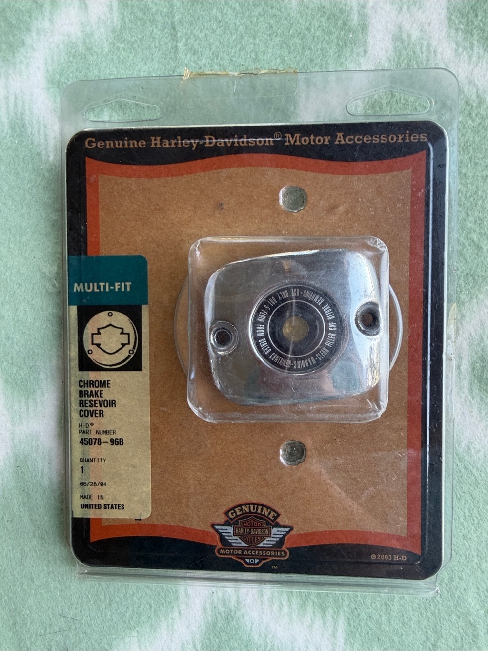 NEW Harley-Davidson Chrome Brake Reservoir Cover - Silver - HD part# 45078-96B